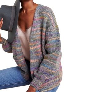 T. LA Medium Malia Anthropologie Rainbow Stripe Open Cardigan Sweater R